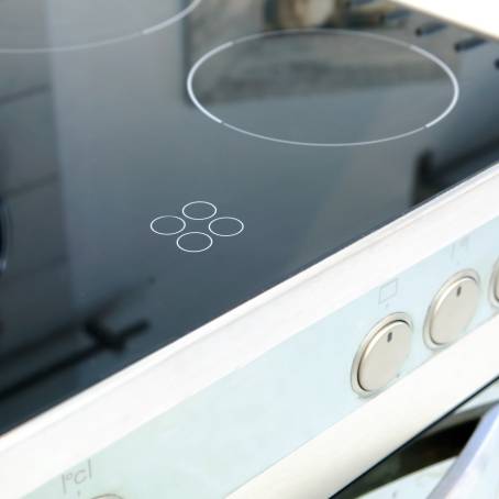 Reflective Beauty CloseUp of Stainless Steel Stove Top