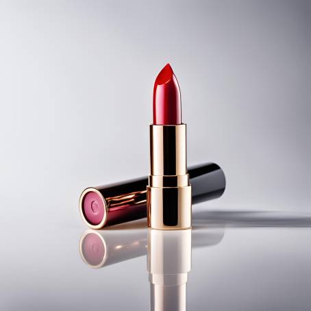 Chic Shiny Red Lipstick Isolated for Makeup Lovers