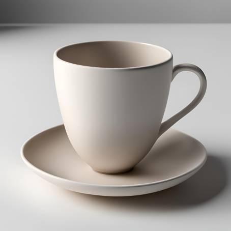 Elegant Simple White Tea Cup on White Background