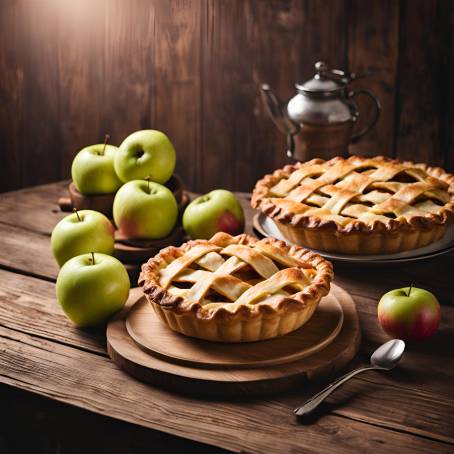 Delightful Apple Pie on Rustic Wooden Surface