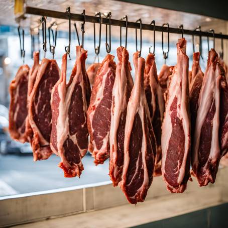 Showcasing Fresh Cuts Meat Display in Window