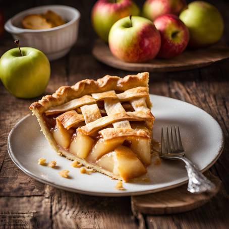 Classic Apple Pie Served on Wooden Platter