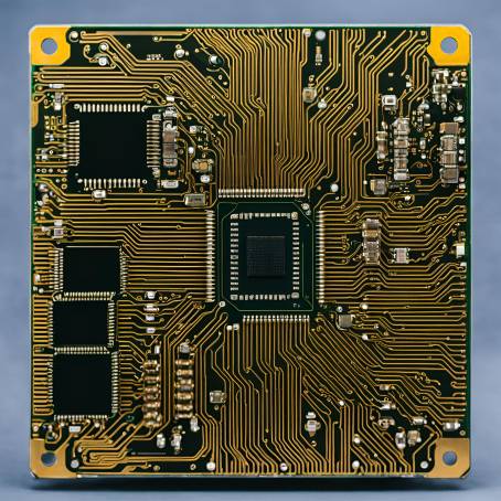 Technical Art Back View of a Computer Circuit Board