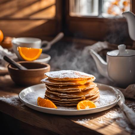 Classic Fried Pancake with Orange Garnish