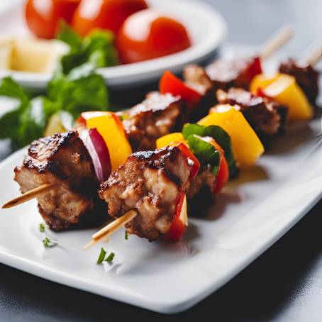 Hearty Shish Kebab Skewers on White Background