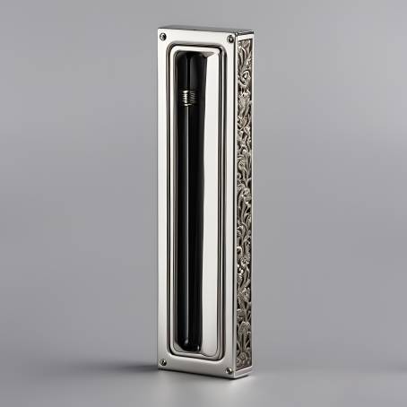 Artistic Metal Mezuzah Case Over White Background