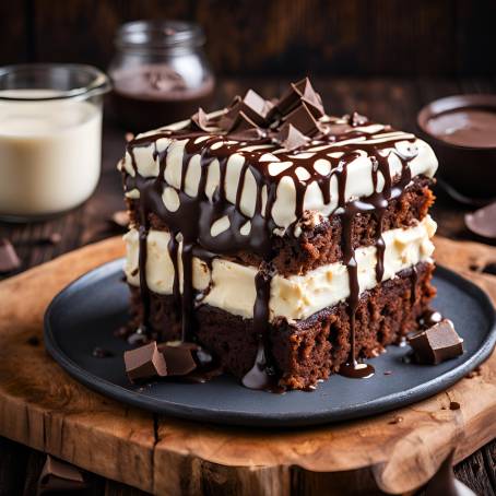 Irresistible Brownie Cake with White Chocolate Drizzle