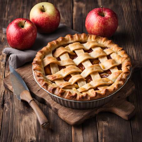 Sweet and Savory Apple Pie on Rustic Table