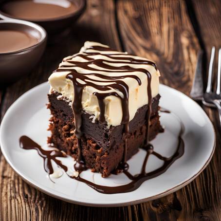 Satisfying Chocolate Brownie Cake with White Cream