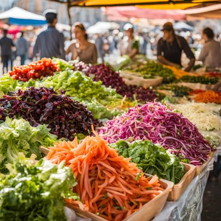 Rustic Salad Display at Open Air Market