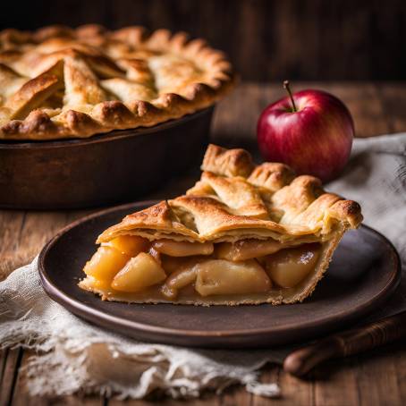 Aromatic Apple Pie Served on a Wooden Table