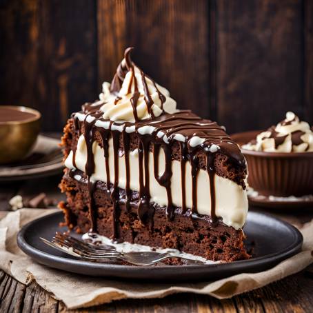 Heavenly Brownie Cake with White Chocolate and Cream