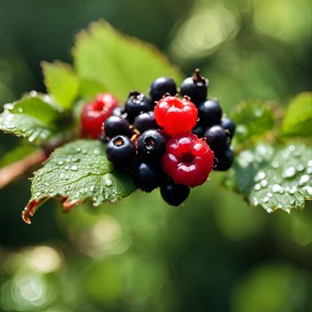 Vibrant Red and Black Berries Fresh from Nature