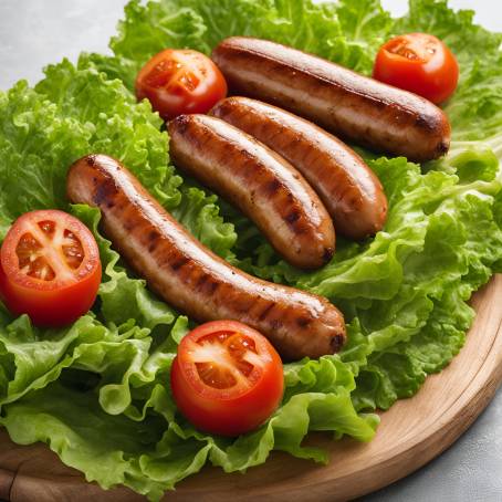 Flavorful Grilled Sausages on Crisp Lettuce