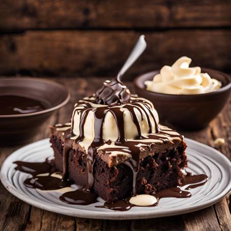 Sweet Brownie Chocolate Cake with Creamy Finish