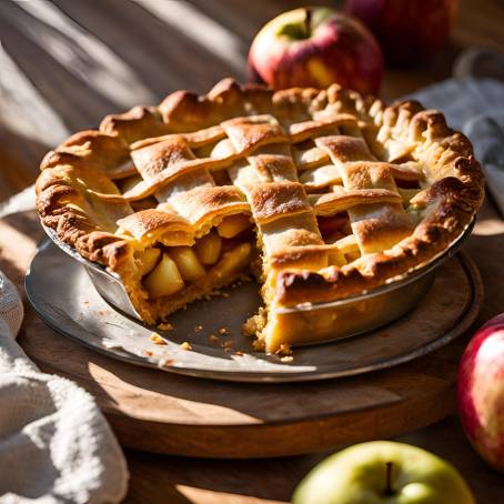 Warm and Sweet Apple Pie on Rustic Table