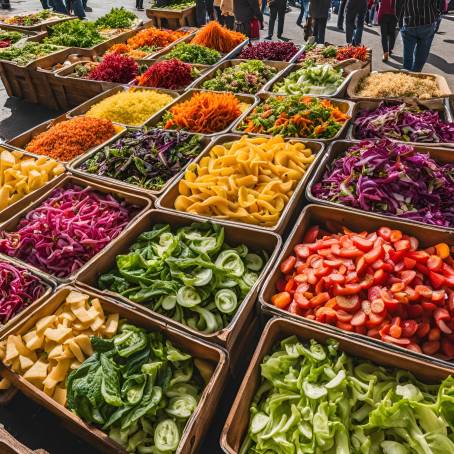 Lush Salad Display at Open Market Stall