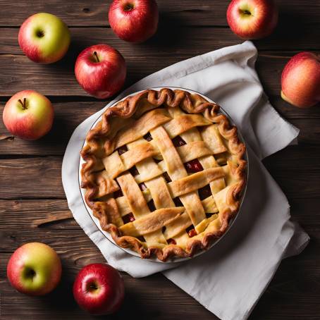 CinnamonScented Apple Pie on a Wooden Table