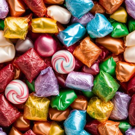 Assorted Wrapped Candies in a Colorful Bowl