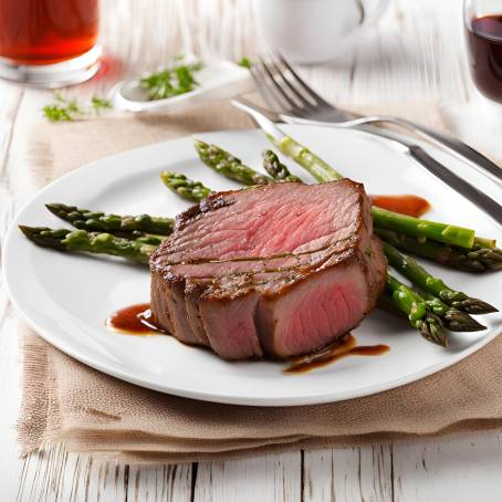 Savor the Juicy Roast Beef Fillet with Asparagus