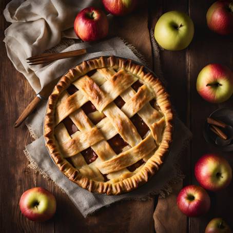 Classic Apple Pie Perfectly Served on Wood