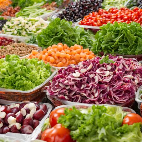 Colorful Salad Heap at Open Air Market