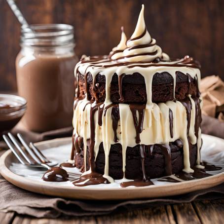 Indulgent Brownie Cake with Chocolate Cream Topping