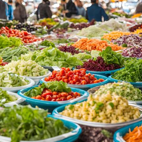 Salads Abundant at Open Market Stall