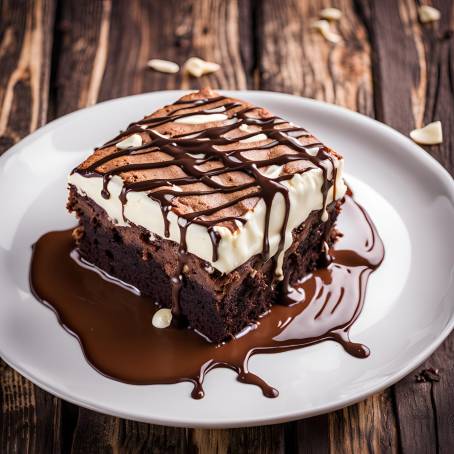 Chocolate Cream Brownie Cake with White Chocolate