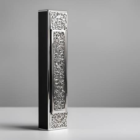 Artisan Metal Mezuzah Case on Clean White Background