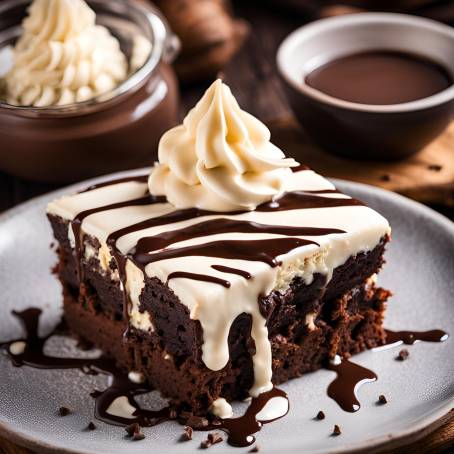 Satisfying Chocolate Brownie Cake with White Cream