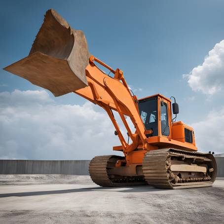 Orange Bulldozer Power on the Construction Site