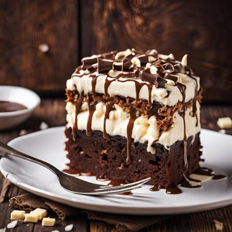 Rich Chocolate Brownie Cake with Creamy Toppings