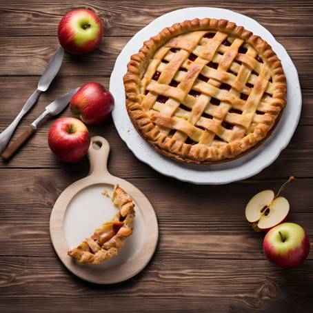 Homemade Apple Pie on a Charming Wooden Table