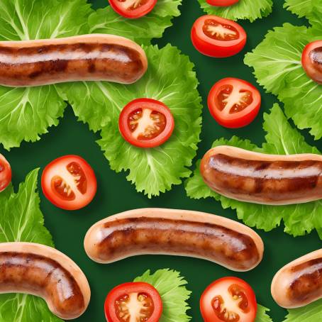 Flavorful Grilled Sausages on Green Lettuce