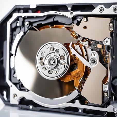 Open Hard Drive Inside View of Storage Technology