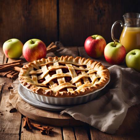 Delicious Apple Pie on a Rustic Wooden Table