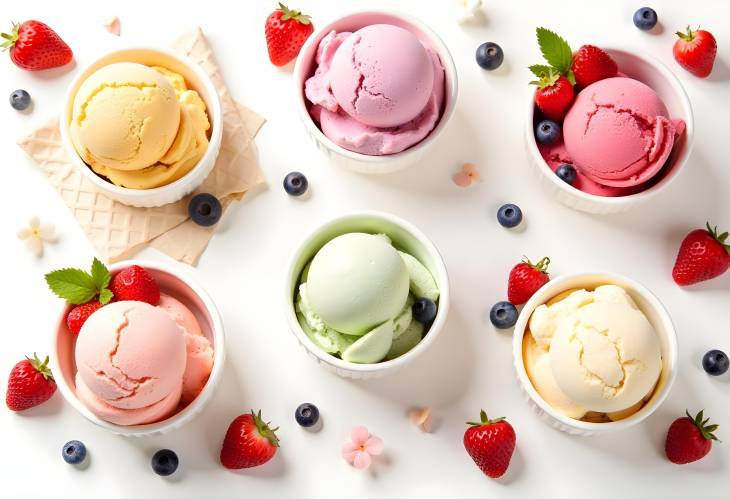 Delightful Scoops Ice Cream Bowls with Berries