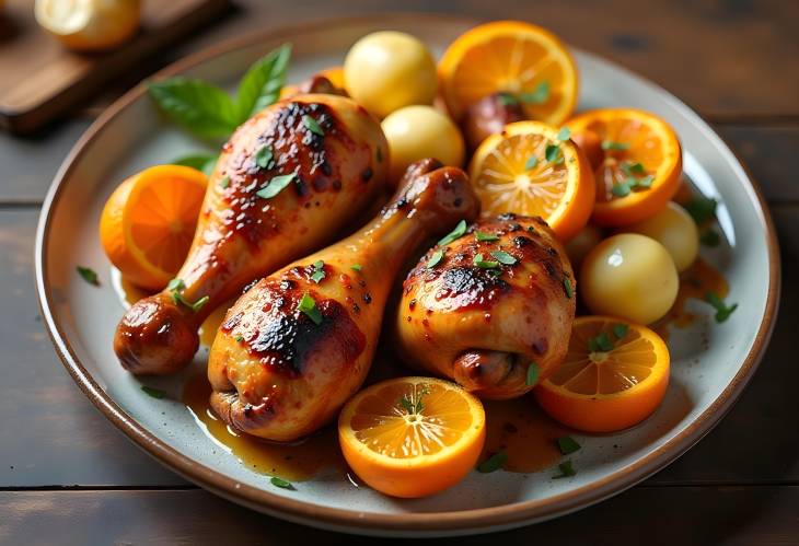 Delicious Spicy BBQ Chicken with Grilled Oranges