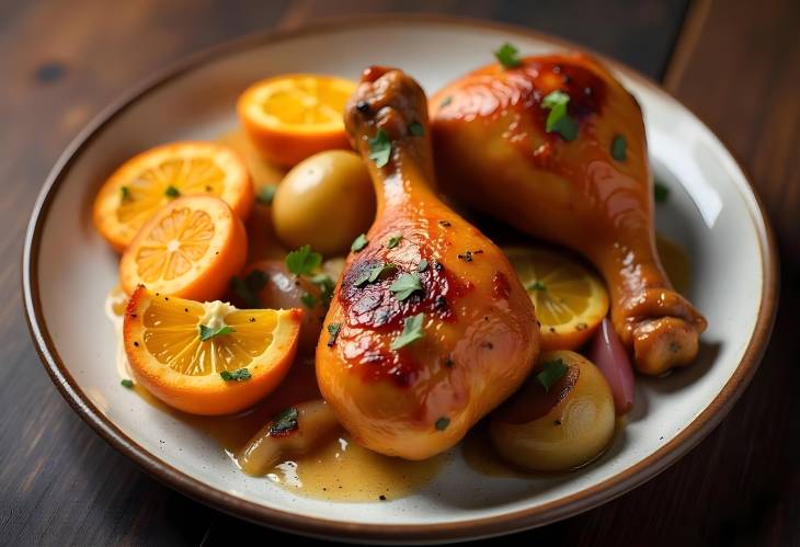 Spicy Grilled Chicken Legs with Oranges and Garlic