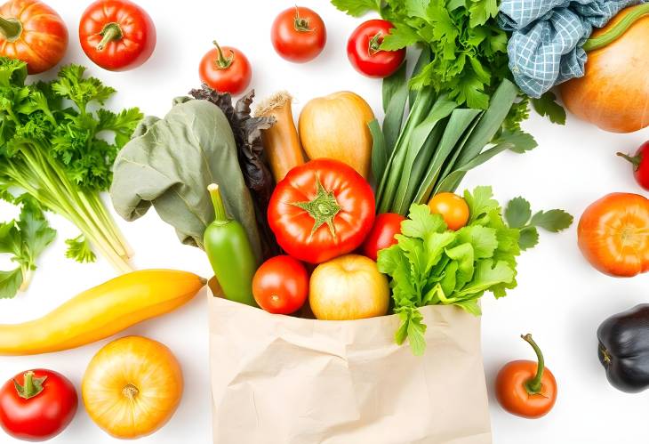 Healthy Food Background Fresh Produce in Paper Bag