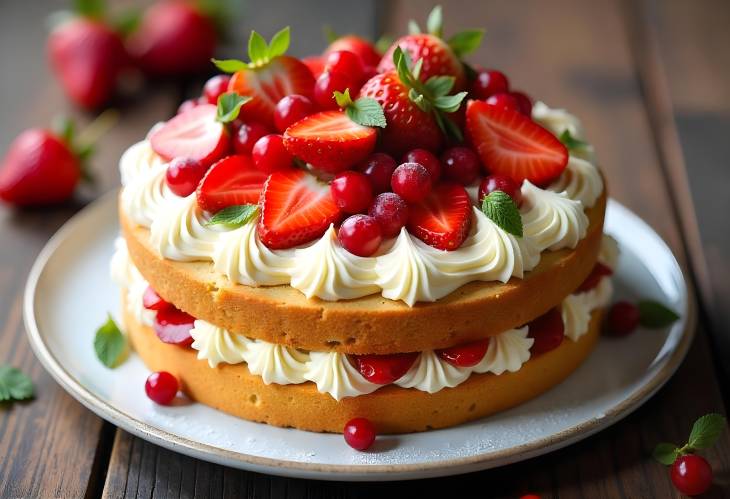 Delicious Victoria Sandwich Cake with Fresh Berries