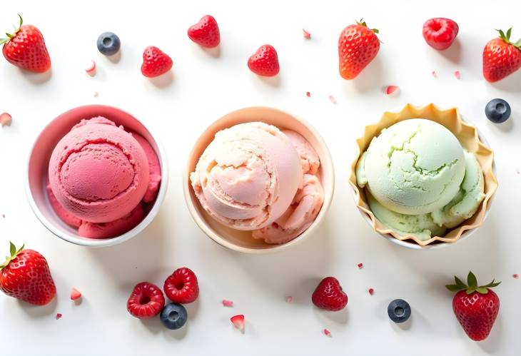 Fruity Ice Cream Bliss Colorful Bowls and Cones