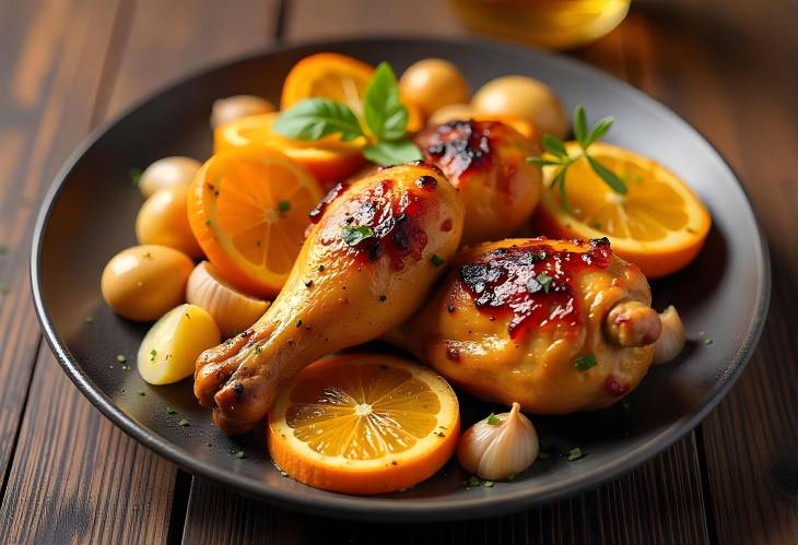 Spicy BBQ Chicken Legs Served with Grilled Potatoes