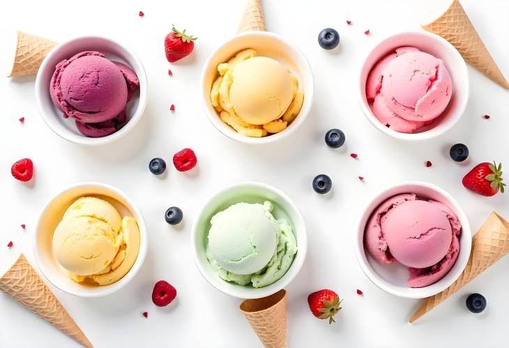 Sweet Summer Bowls of Colorful Ice Cream