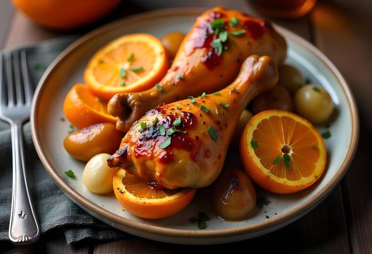 Grilled Spicy BBQ Chicken with Oranges and Potatoes