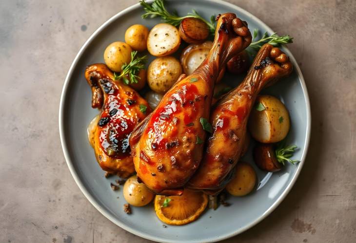 Spicy BBQ Chicken Legs with Grilled Garlic and Onions