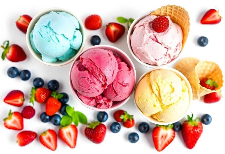 Sweet Summer Treats Ice Cream Bowls and Berries