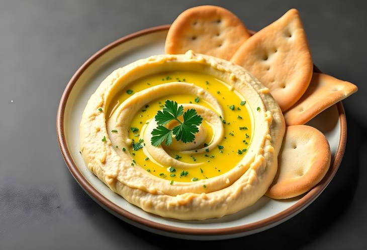 A Traditional Dish Classic Hummus with Pita Bread