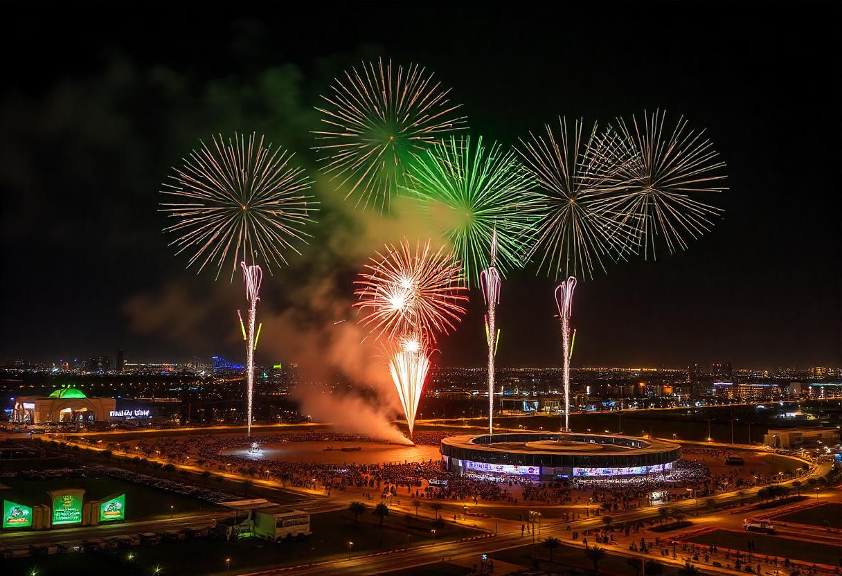 Spectacular Fireworks Display in Al Khobar for National Day